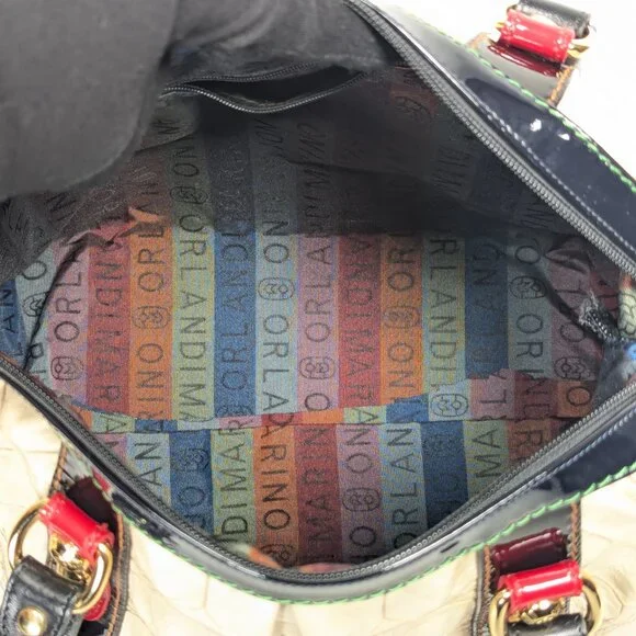 MARINO ORLANDI Cream Croc Embossed Leather Large Bag - Picture 9 of 16